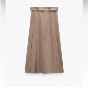 Zara Wool Blend Slit Pleated Skirt Limited Edition